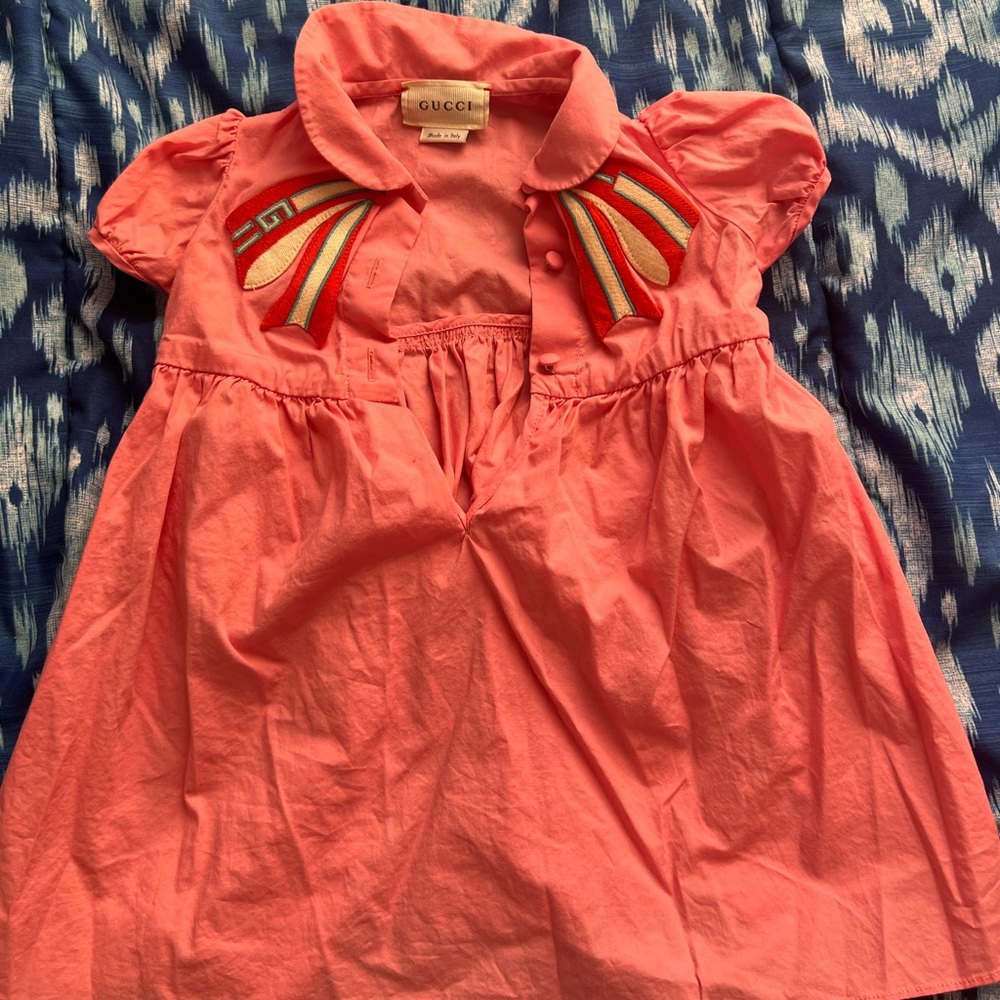 Pink authentic Gucci baby dress size 9-12 months.